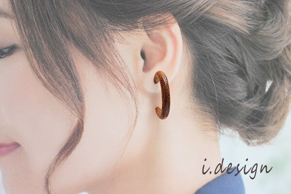 ウッドフープピアス