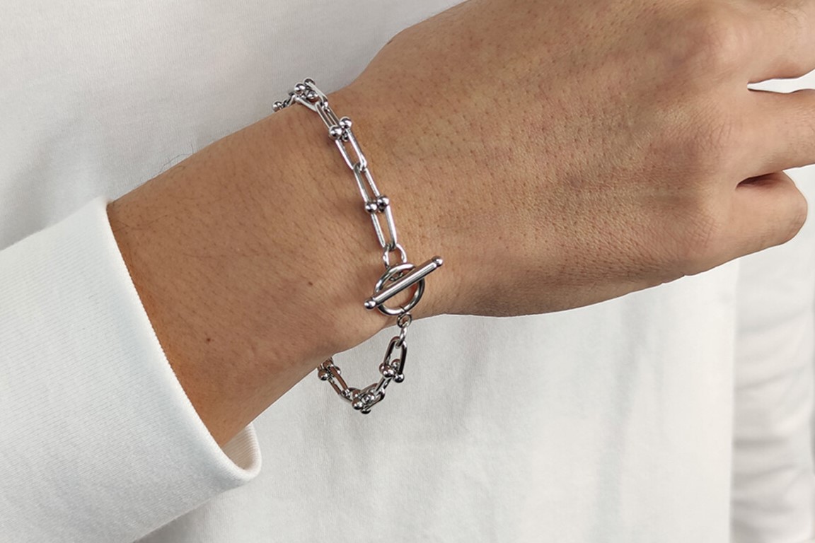 デザインリンクチェーンブレスレット ステンレス