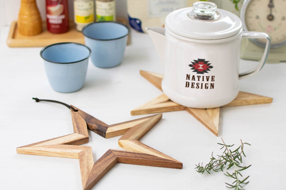 アカシア 鍋敷き スター