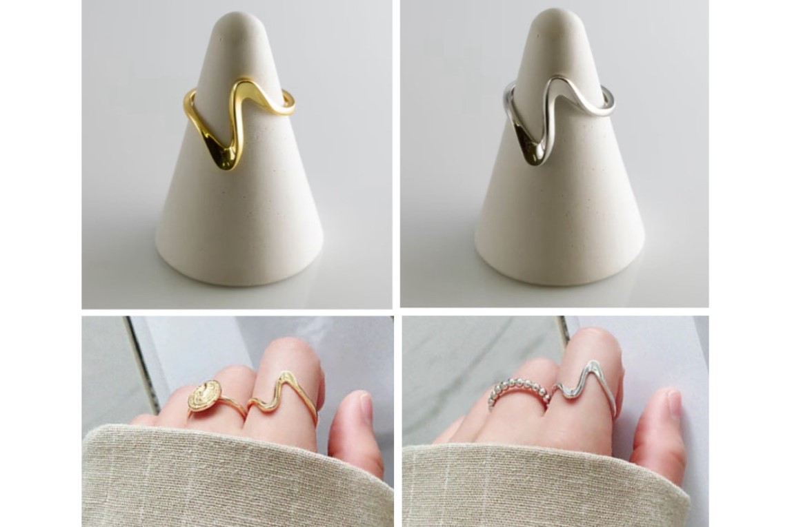 シルバー925 ウェーブデザインオープンリング