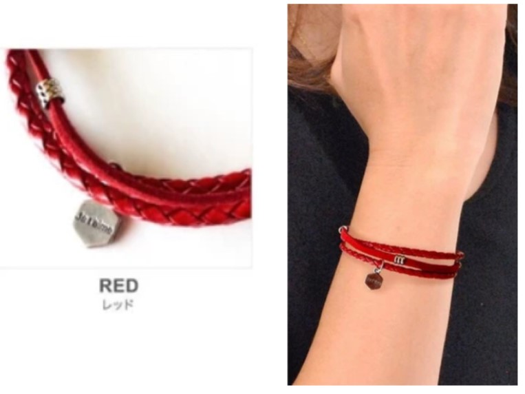 本革編み込みチャームブレスレット