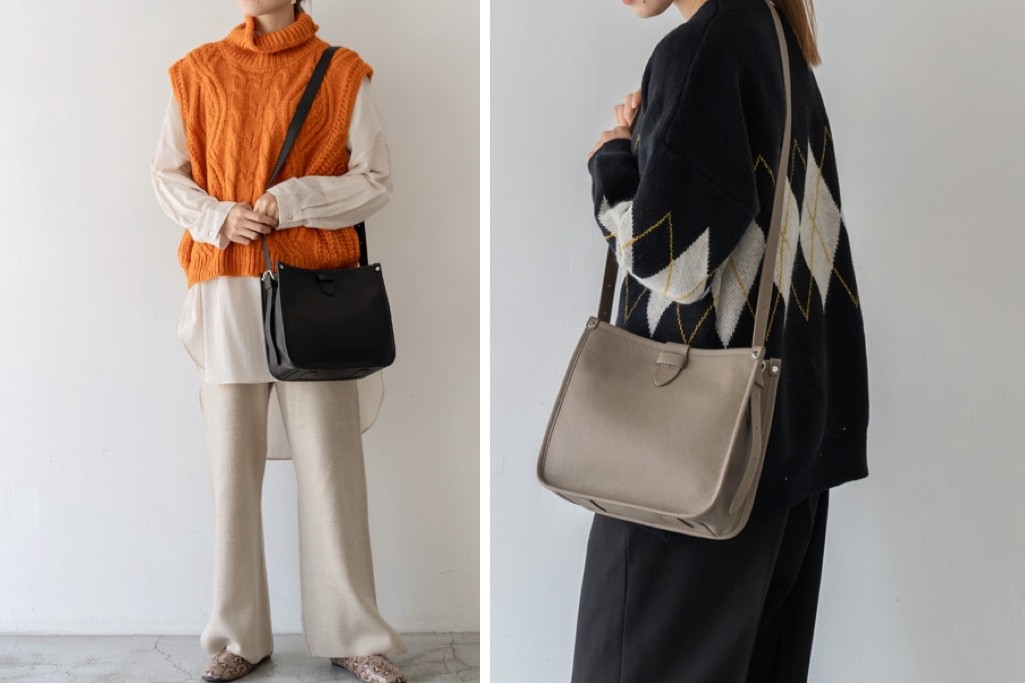 本牛革（トップレザー）スクエア ショルダーバッグ