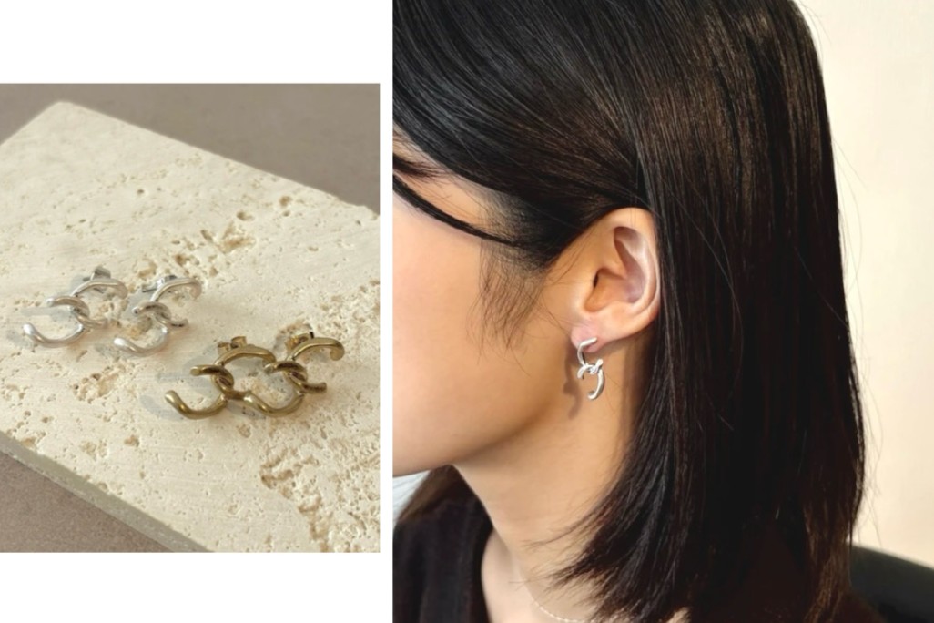 ピアス 2連チェーン　真鍮