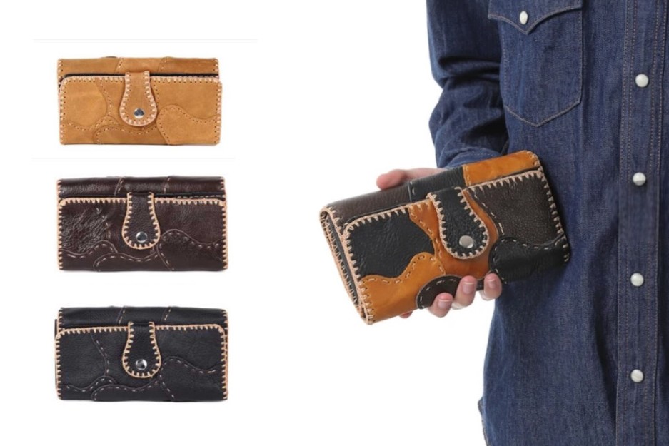 【本革】パッチワークレザーウォレット