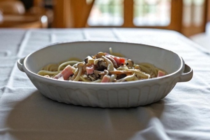 益子焼 手付き楕円鉢