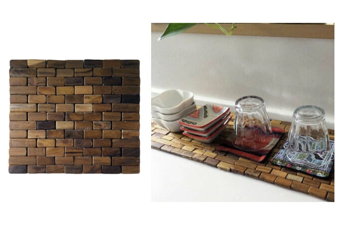 チーク製 モザイクホットマット