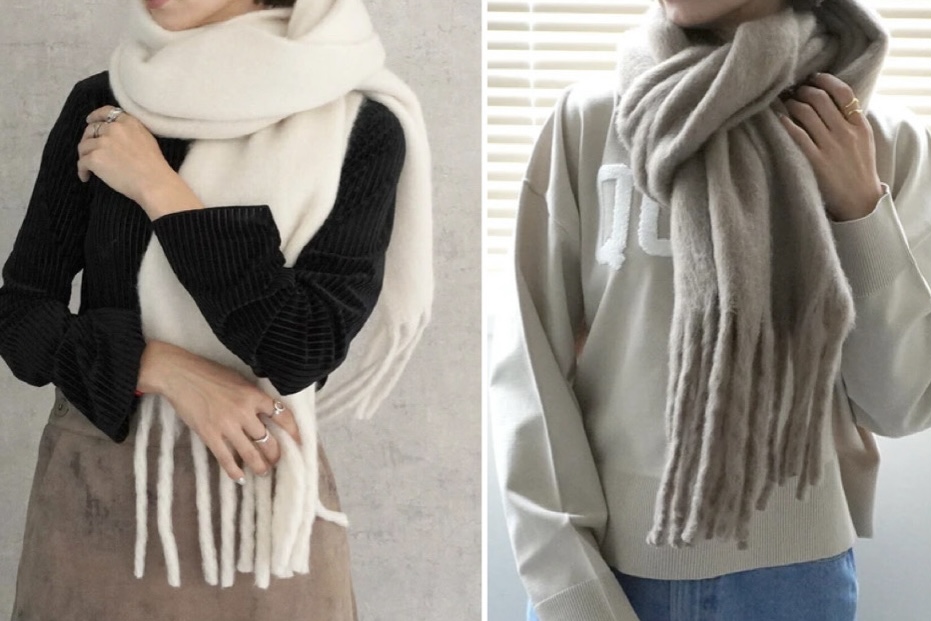 起毛フェイクウール無地マフラー