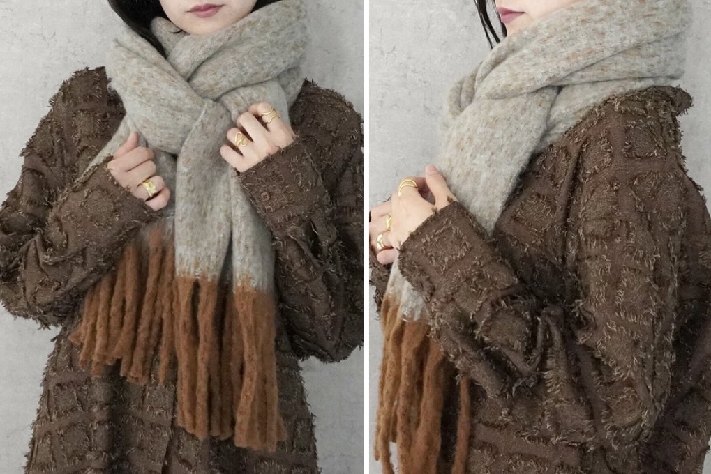 起毛フェイクウールメランジマフラー