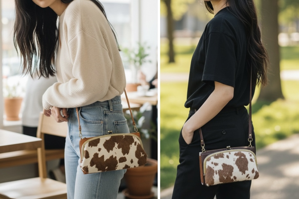 ハラコ　本革 がま口 お財布ショルダー