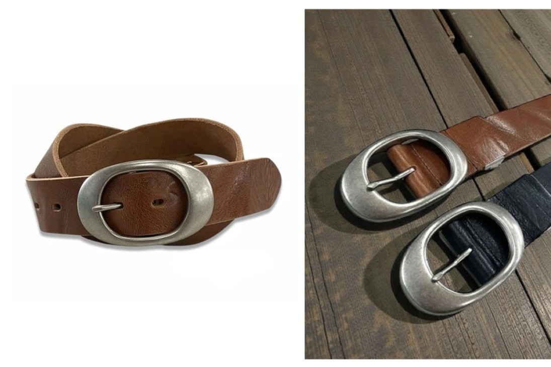 オーバルバックルベルト　イタリーレザー