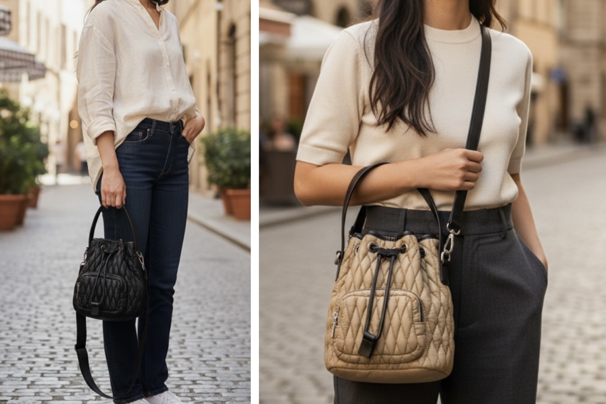 キルティング2way巾着バッグ